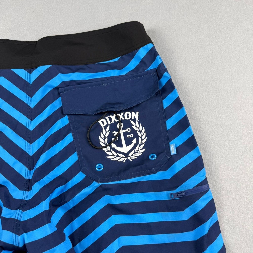 Dixxon Mens 30 The‎ Swell Board Shorts Blue Striped Nautical Surf Swim Unlined - Picture 7 of 10
